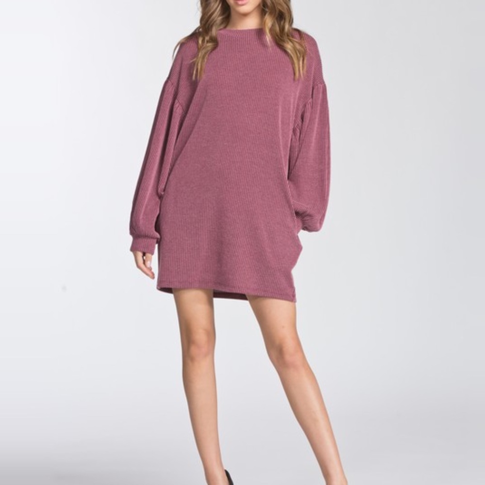 Cabernet Ribbed Shift Dress